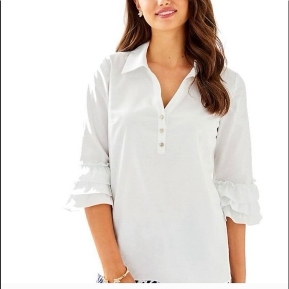 Lilly Pulitzer Judith White Button Blouse Small